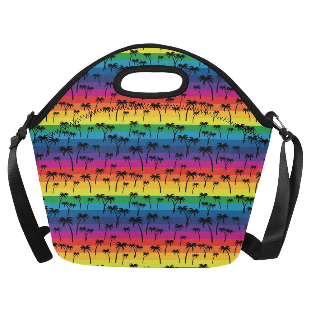 Palm Tree Rainbow Themed Print Neoprene Lunch Bag (Model 1669)(Large)-JTAMIGO.COM