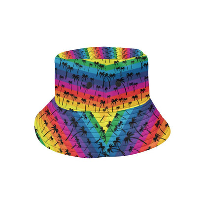Palm Tree Rainbow Themed Print Unisex Bucket Hat