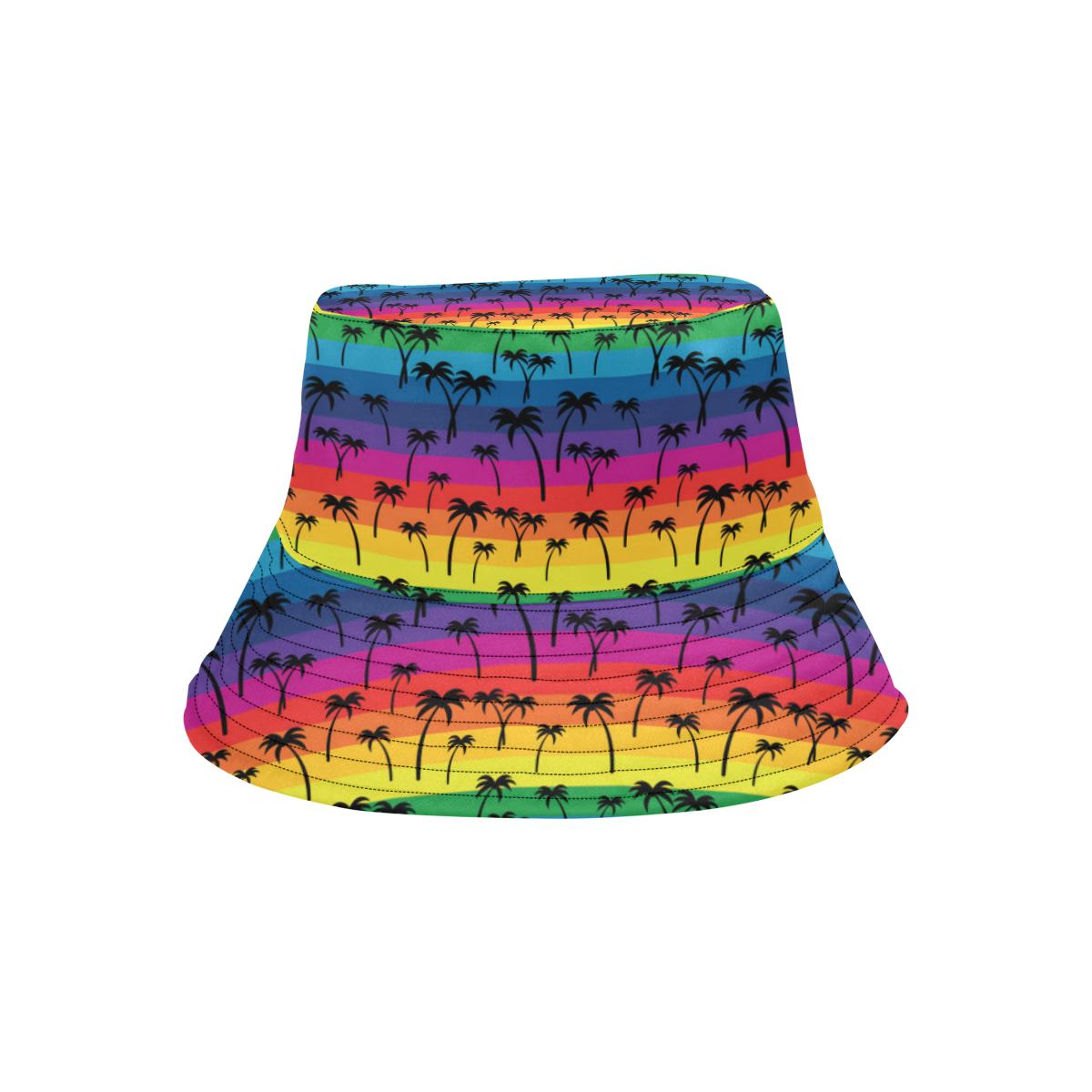 Palm Tree Rainbow Themed Print Unisex Bucket Hat