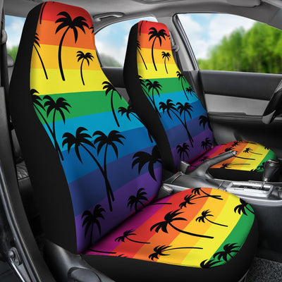 Palm Tree Rainbow Themed Print Universal Fit Car Seat Covers