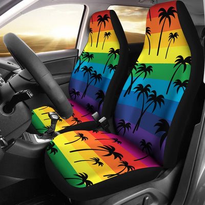 Palm Tree Rainbow Themed Print Universal Fit Car Seat Covers