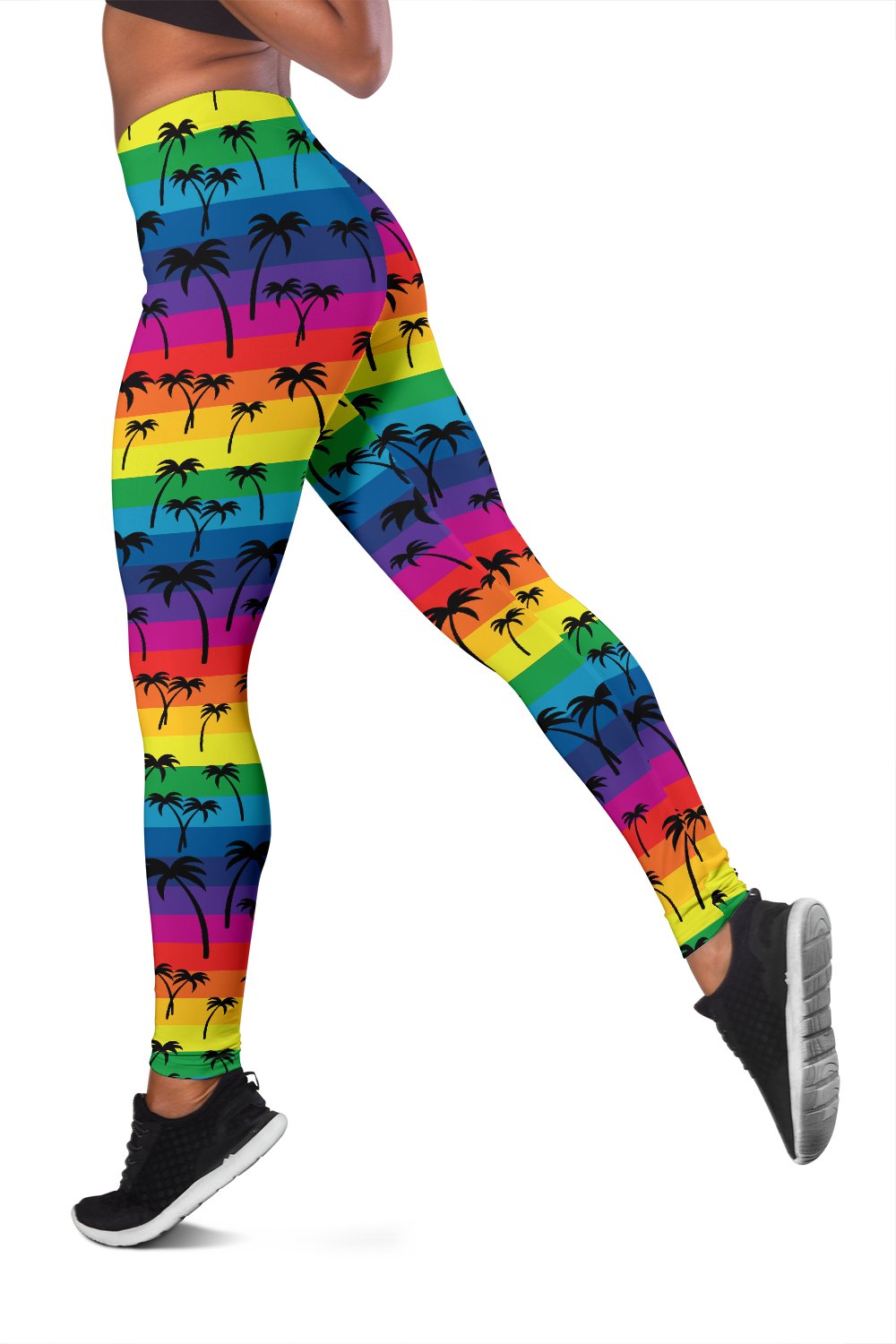 Palm Tree Rainbow Themed Print Women Leggings
