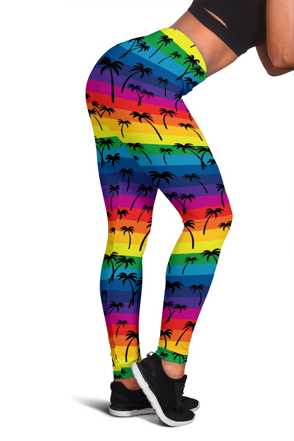 Palm Tree Rainbow Themed Print Women Leggings
