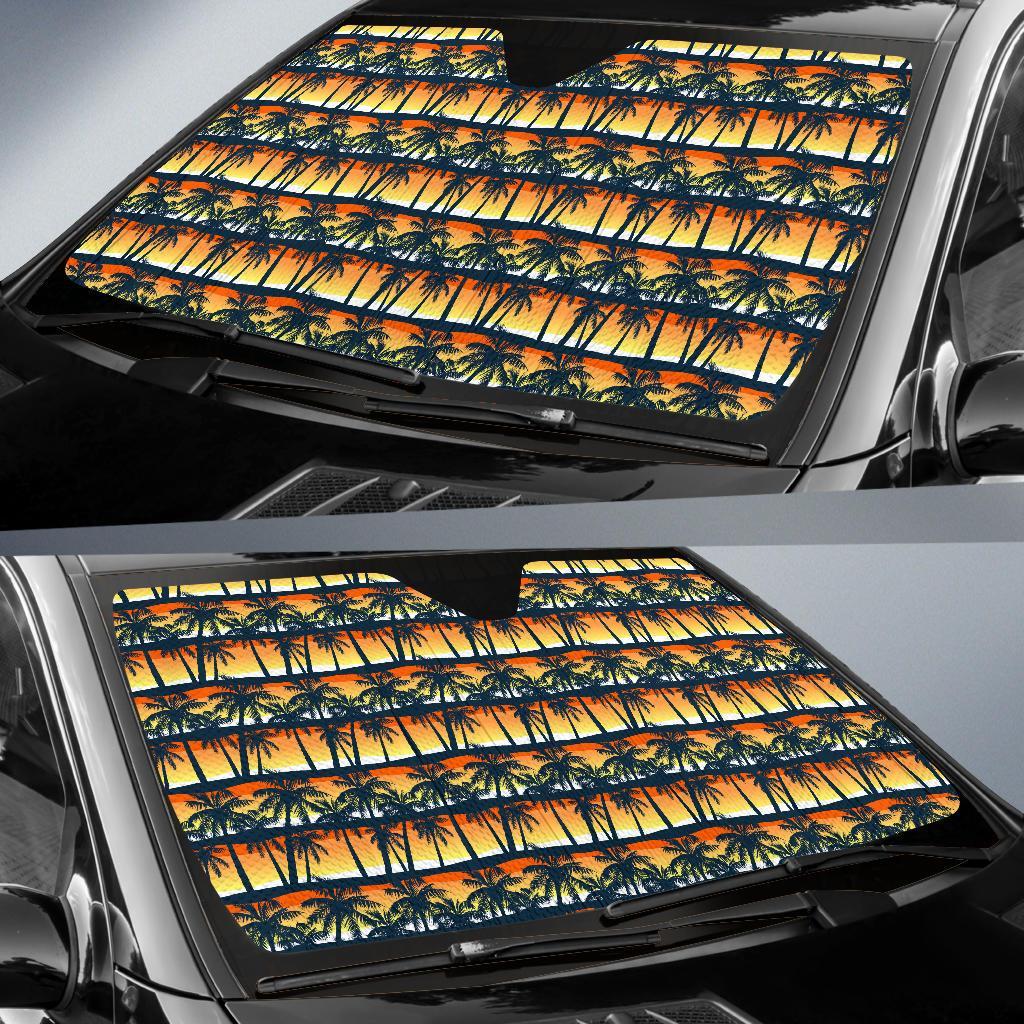 Palm Tree Sunset Design Print Car Sun Shade For Windshield