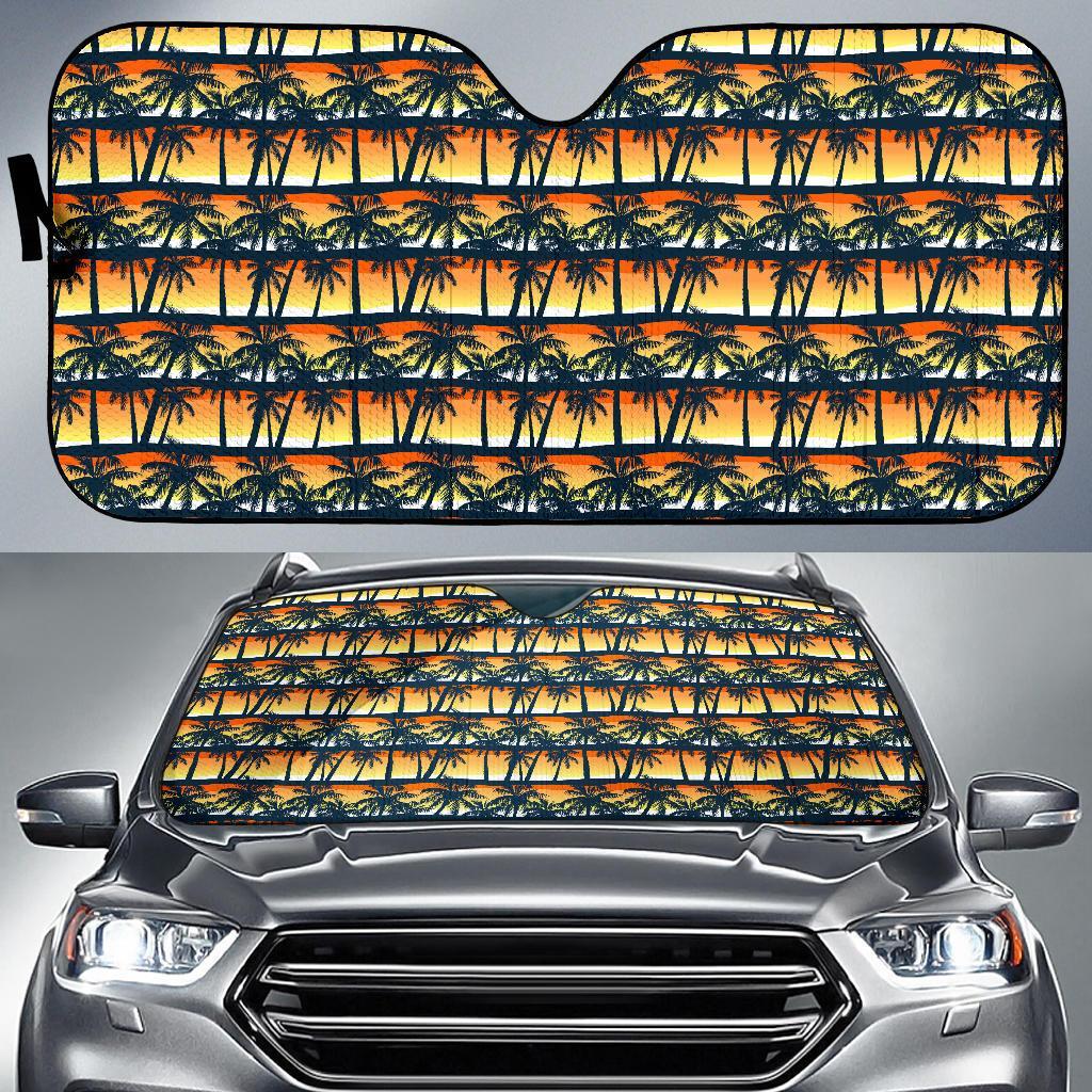 Palm Tree Sunset Design Print Car Sun Shade For Windshield