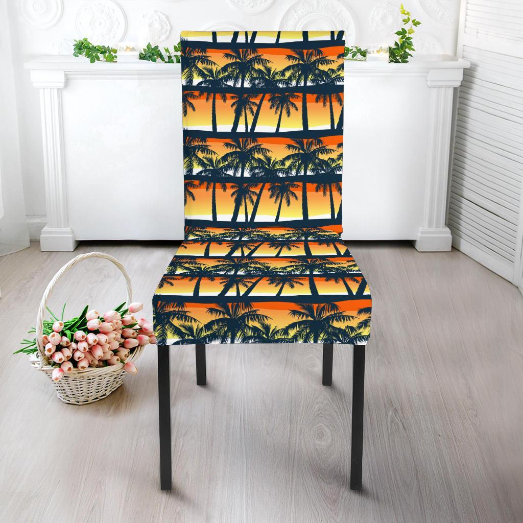 Palm Tree Sunset Design Print Dining Chair Slipcover-JTAMIGO.COM