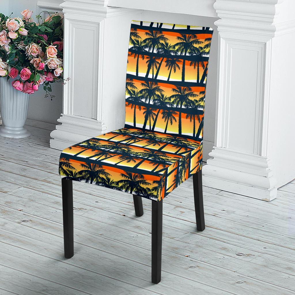Palm Tree Sunset Design Print Dining Chair Slipcover-JTAMIGO.COM