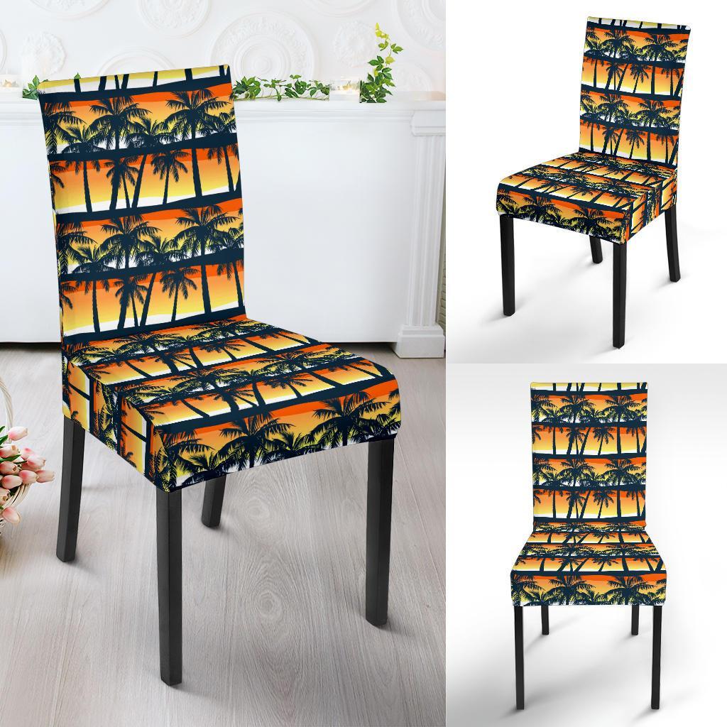 Palm Tree Sunset Design Print Dining Chair Slipcover-JTAMIGO.COM
