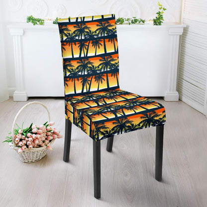 Palm Tree Sunset Design Print Dining Chair Slipcover-JTAMIGO.COM
