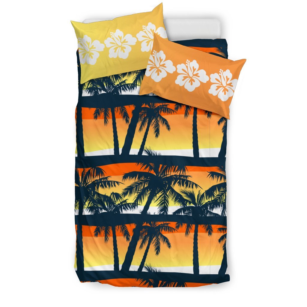 Palm Tree Sunset Design Print Duvet Cover Bedding Set