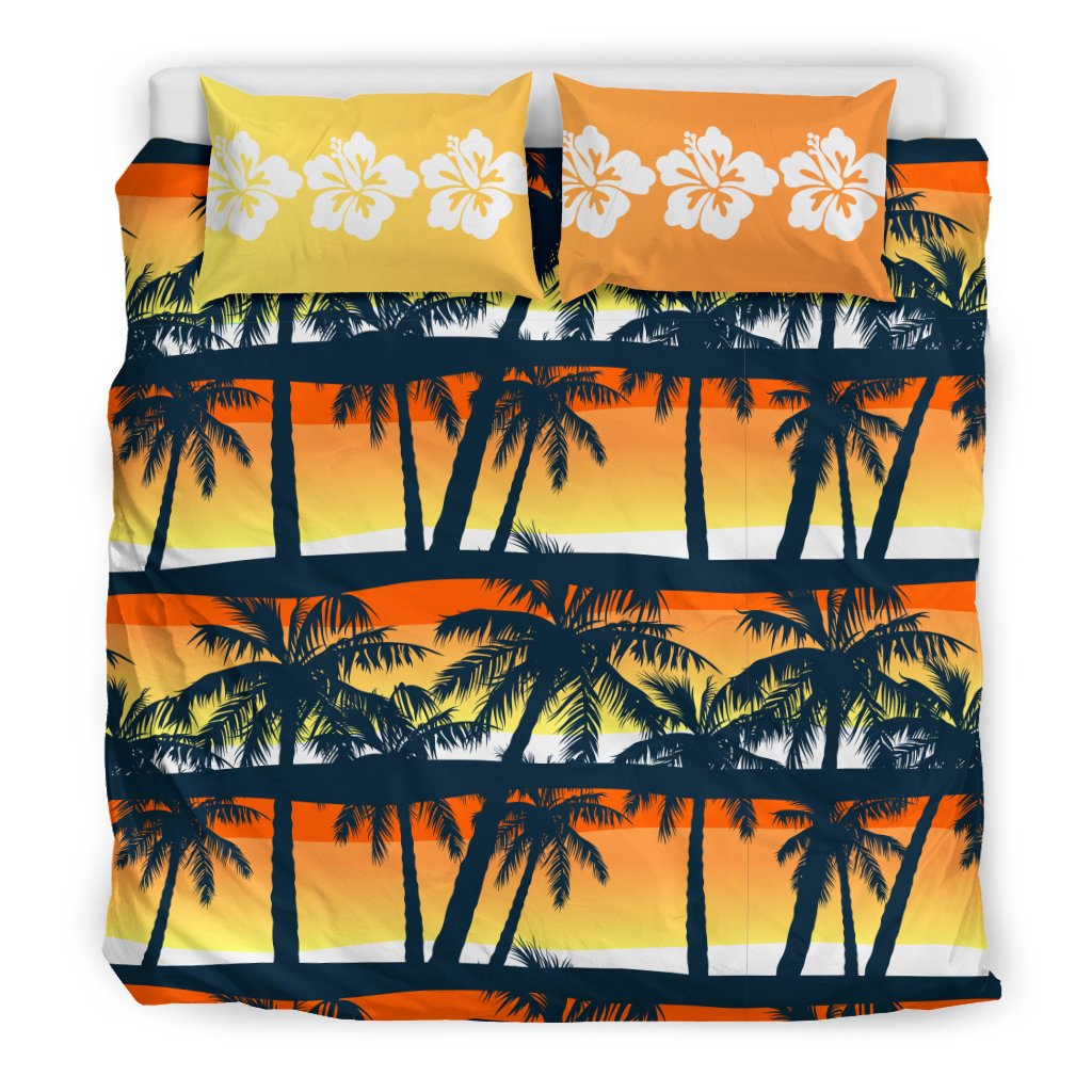 Palm Tree Sunset Design Print Duvet Cover Bedding Set