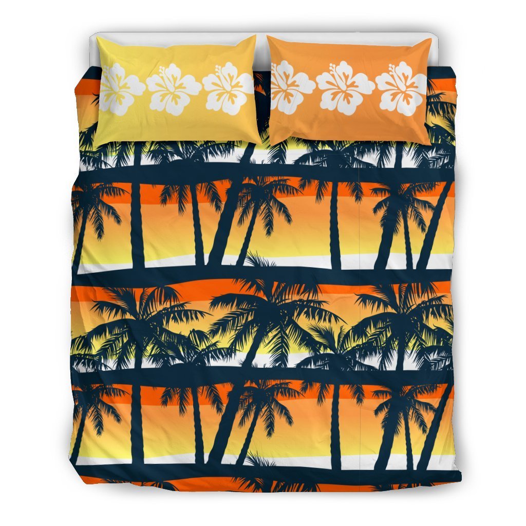 Palm Tree Sunset Design Print Duvet Cover Bedding Set