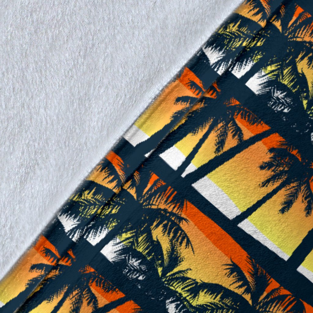 Palm Tree Sunset Design Print Fleece Blanket