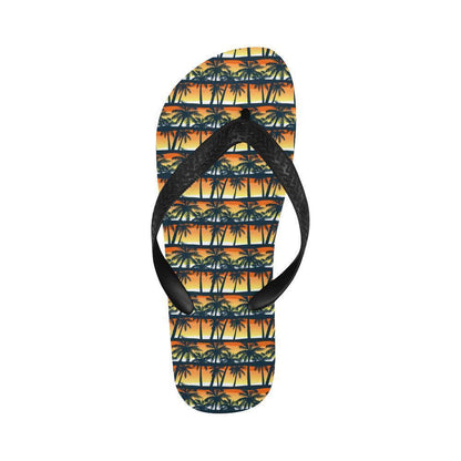 Palm Tree Sunset Design Print Flip Flops-JTAMIGO.COM
