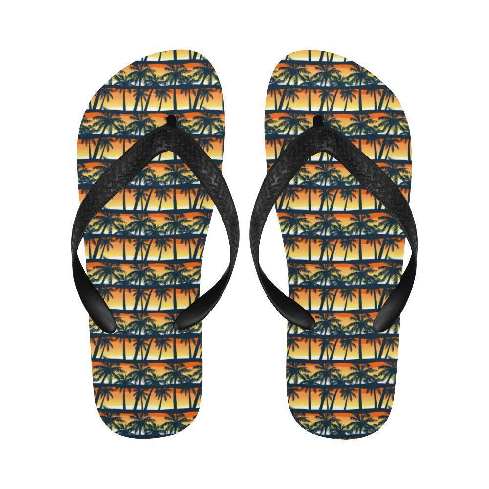 Palm Tree Sunset Design Print Flip Flops-JTAMIGO.COM