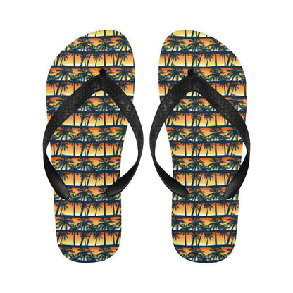Palm Tree Sunset Design Print Flip Flops-JTAMIGO.COM