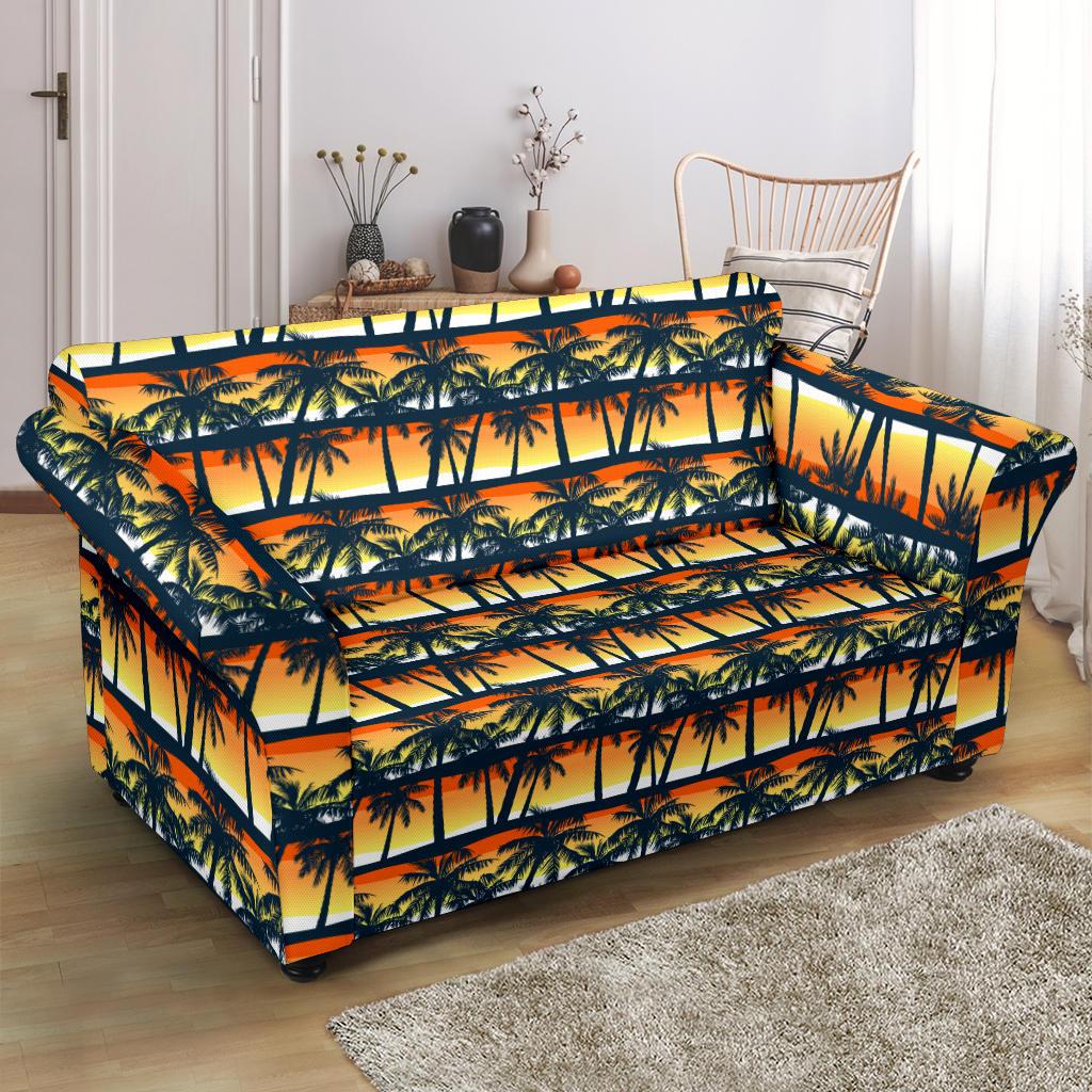Palm Tree Sunset Design Print Loveseat Slipcover-JTAMIGO.COM
