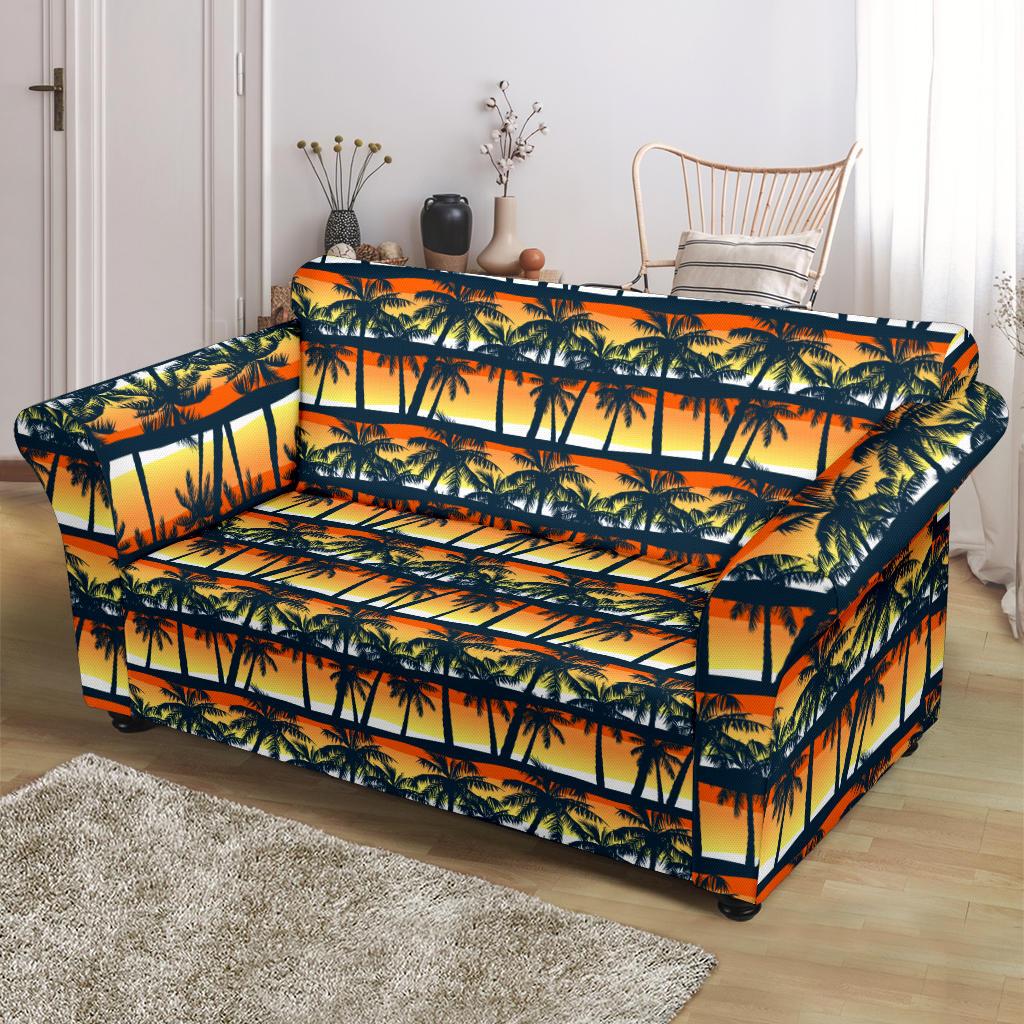 Palm Tree Sunset Design Print Loveseat Slipcover-JTAMIGO.COM