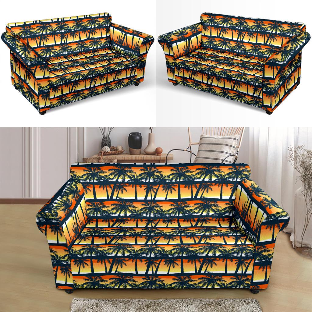 Palm Tree Sunset Design Print Loveseat Slipcover-JTAMIGO.COM