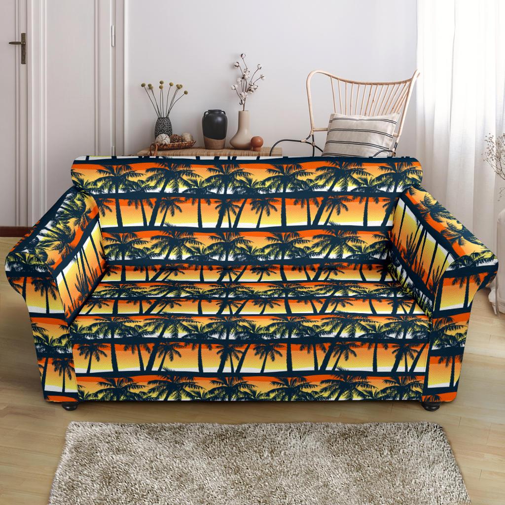 Palm Tree Sunset Design Print Loveseat Slipcover-JTAMIGO.COM