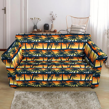 Palm Tree Sunset Design Print Loveseat Slipcover-JTAMIGO.COM