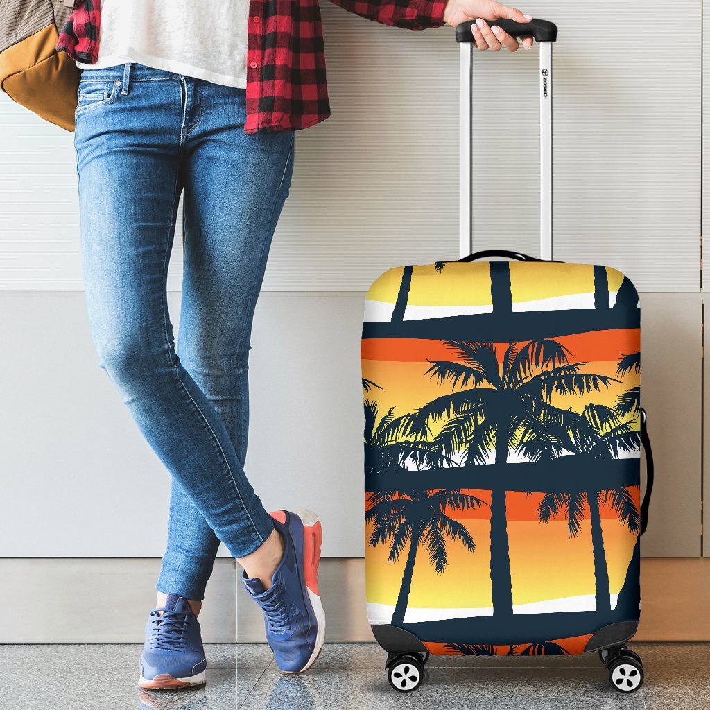Palm Tree Sunset Design Print Luggage Cover Protector