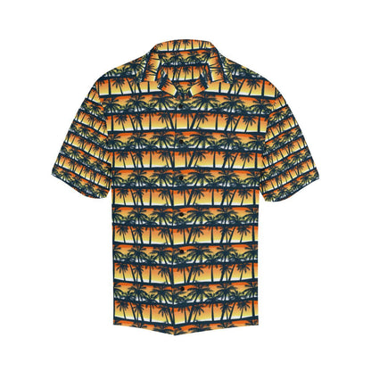 Palm Tree Sunset Design Print Men Aloha Hawaiian Shirt