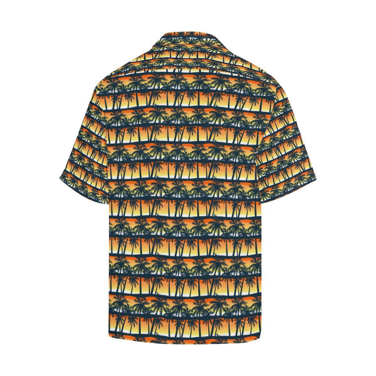 Palm Tree Sunset Design Print Men Aloha Hawaiian Shirt