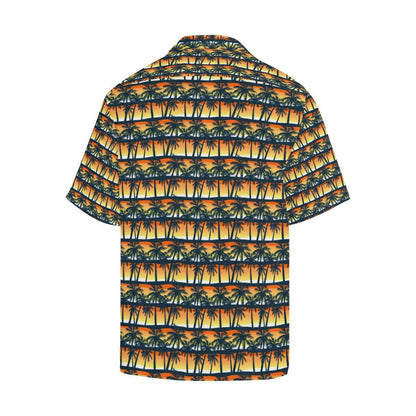 Palm Tree Sunset Design Print Men Aloha Hawaiian Shirt