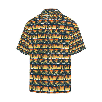 Palm Tree Sunset Design Print Men Aloha Hawaiian Shirt