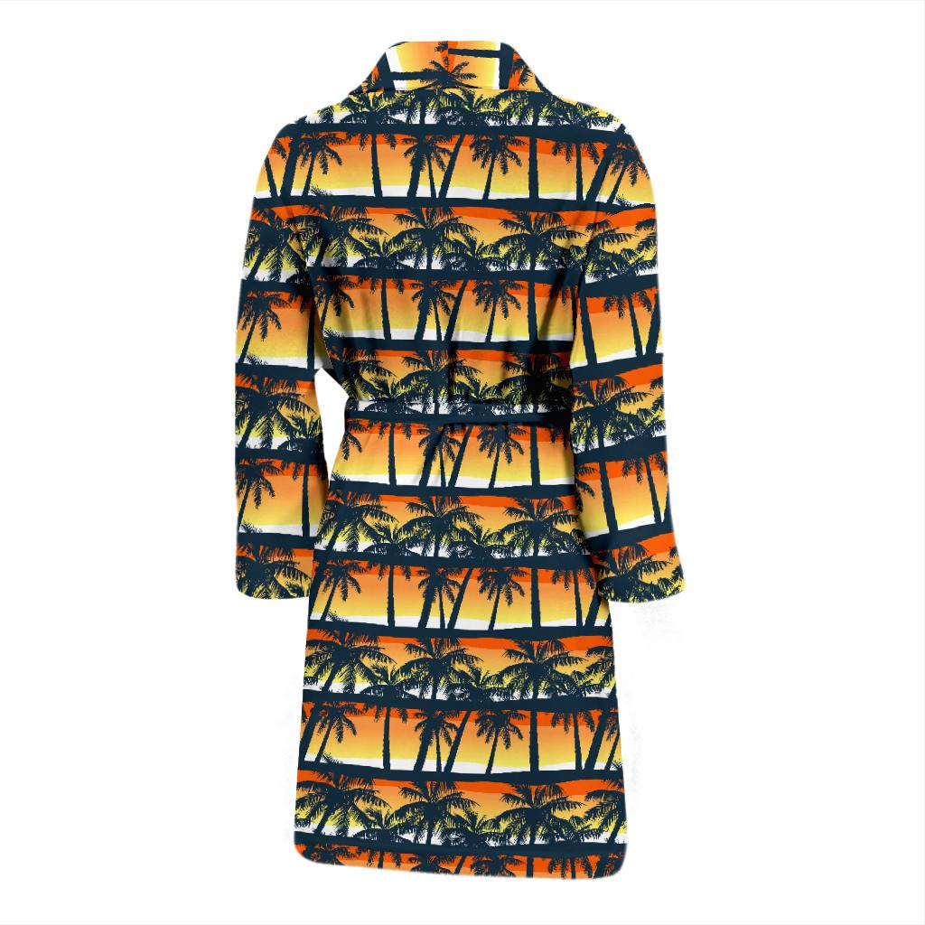 Palm Tree Sunset Design Print Men Bath Robe-JTAMIGO.COM