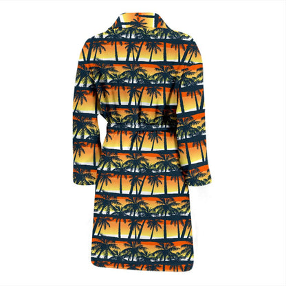 Palm Tree Sunset Design Print Men Bath Robe-JTAMIGO.COM