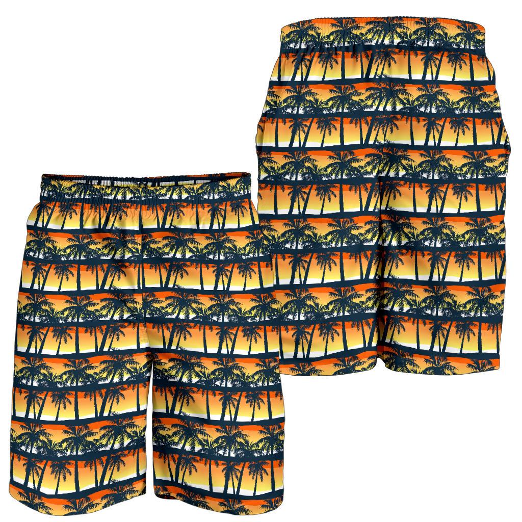 Palm Tree Sunset Design Print Mens Shorts-JTAMIGO.COM
