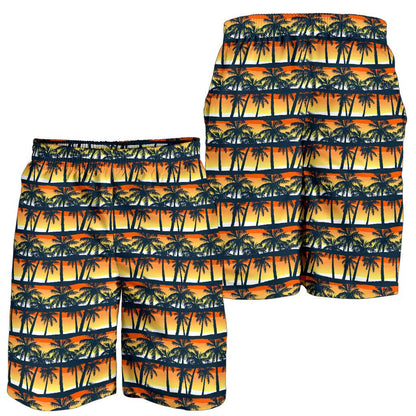 Palm Tree Sunset Design Print Mens Shorts-JTAMIGO.COM