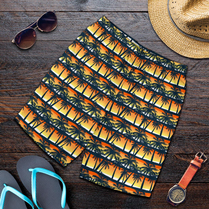 Palm Tree Sunset Design Print Mens Shorts-JTAMIGO.COM
