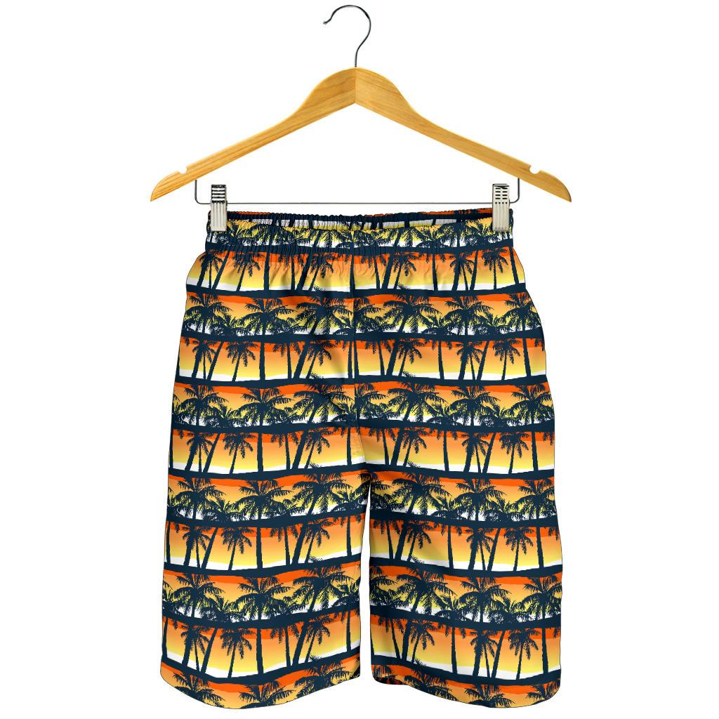 Palm Tree Sunset Design Print Mens Shorts-JTAMIGO.COM