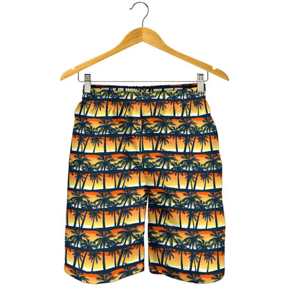 Palm Tree Sunset Design Print Mens Shorts-JTAMIGO.COM