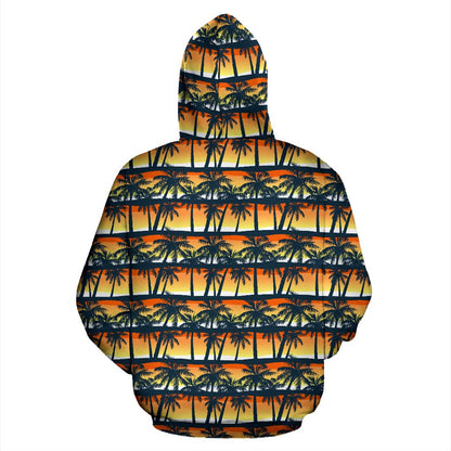 Palm Tree Sunset Design Print Pullover Hoodie