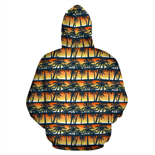 Palm Tree Sunset Design Print Pullover Hoodie