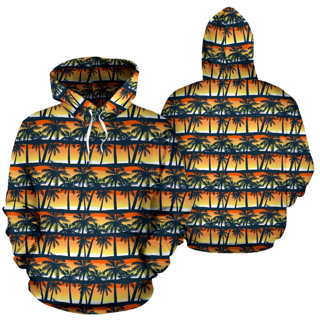 Palm Tree Sunset Design Print Pullover Hoodie