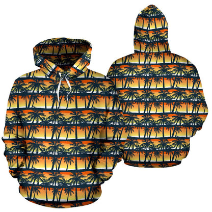 Palm Tree Sunset Design Print Pullover Hoodie