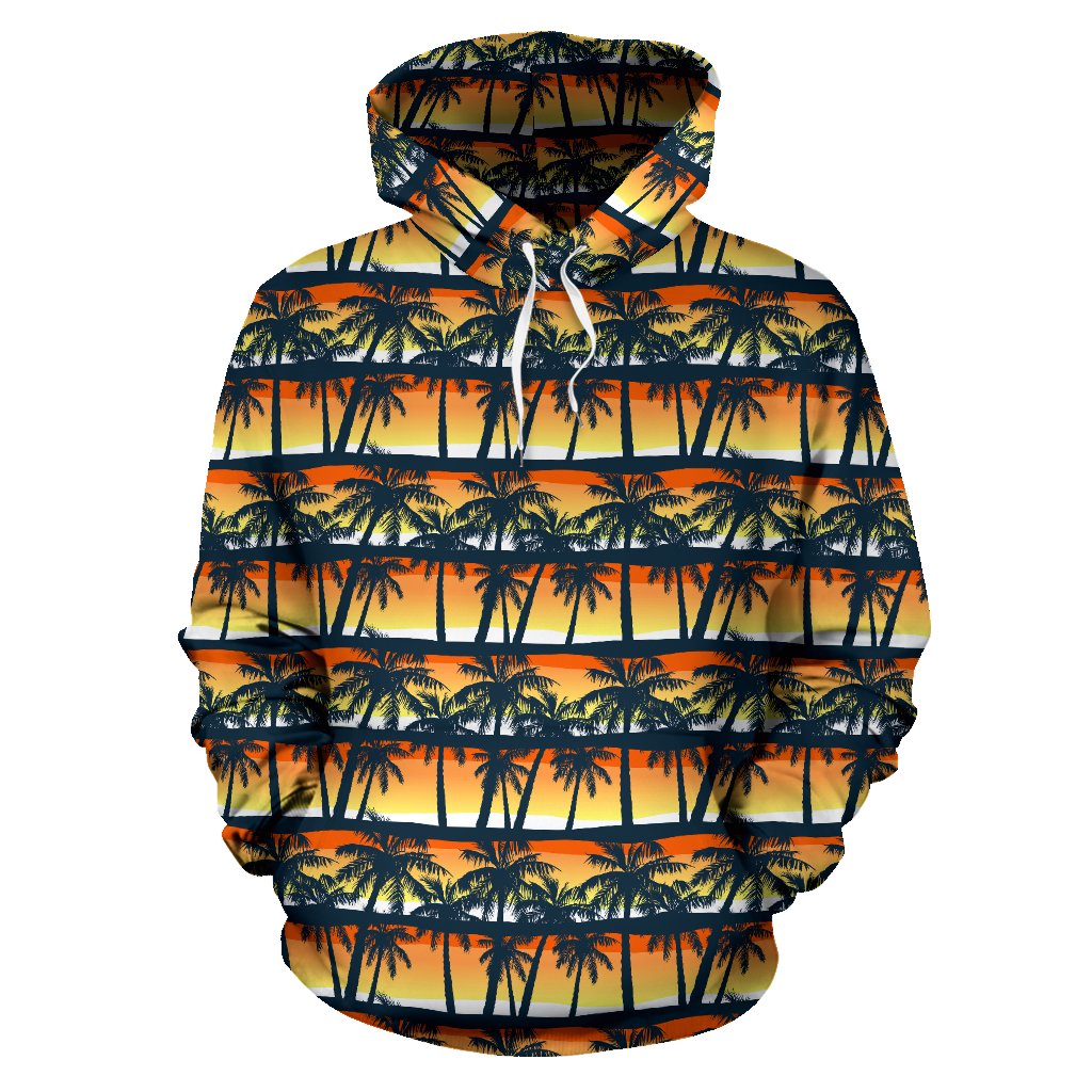 Palm Tree Sunset Design Print Pullover Hoodie