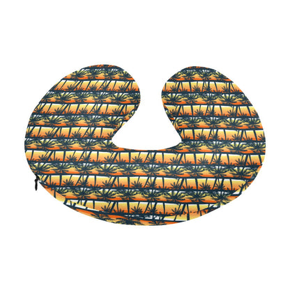 Palm Tree Sunset Design Print U-Shaped Travel Neck Pillow-JTAMIGO.COM