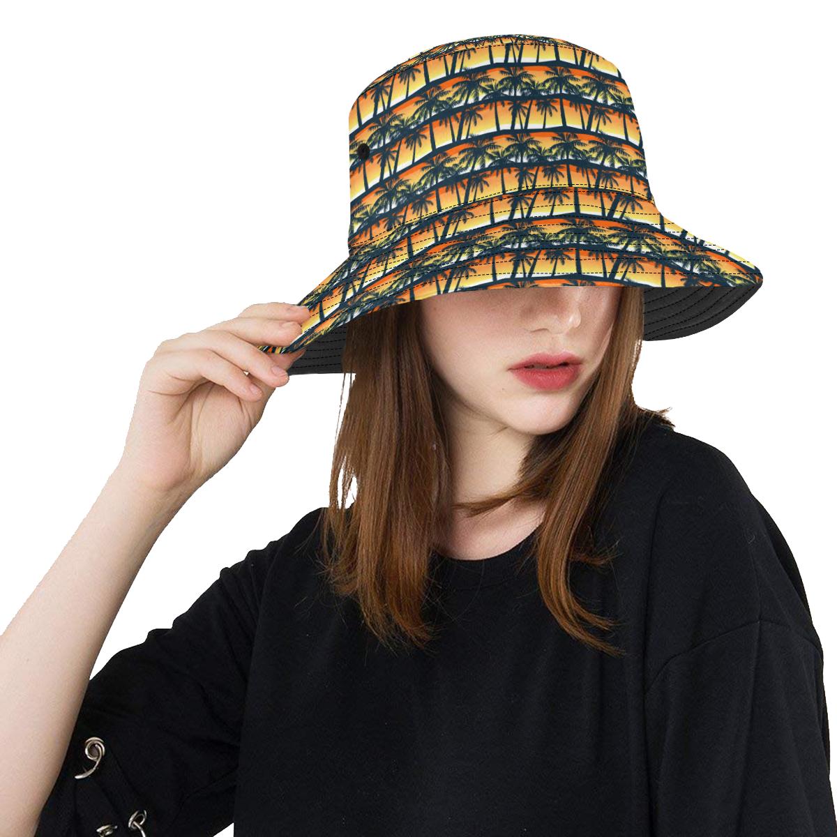 Palm Tree Sunset Design Print Unisex Bucket Hat