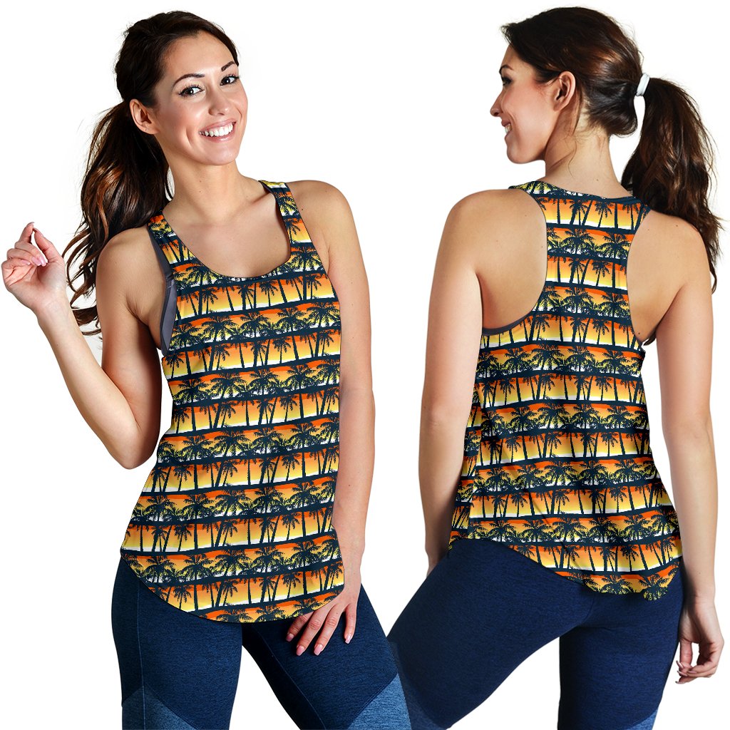 Palm Tree Sunset Design Print Women Racerback Tank Top