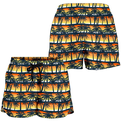 Palm Tree Sunset Design Print Women Shorts-JTAMIGO.COM
