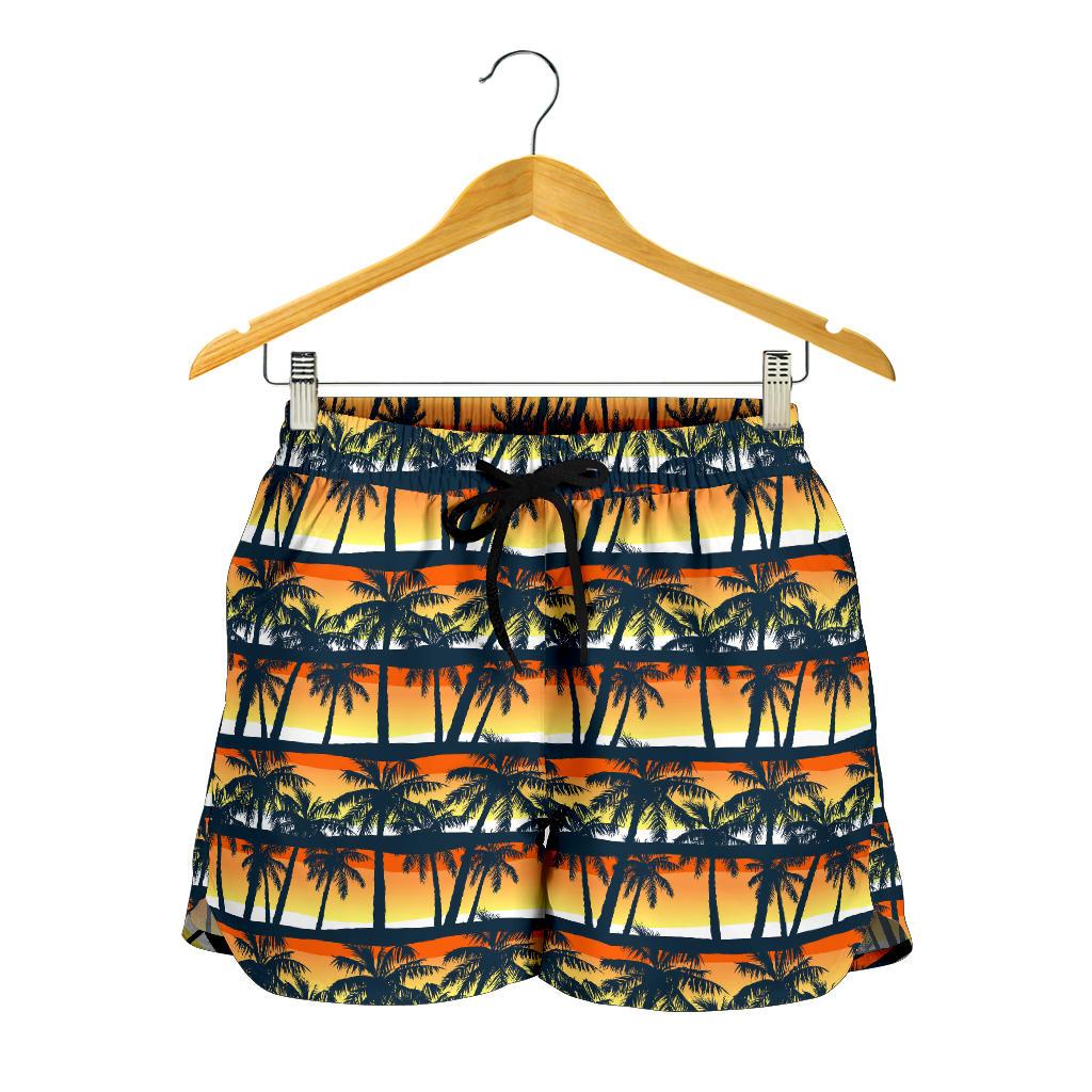 Palm Tree Sunset Design Print Women Shorts-JTAMIGO.COM
