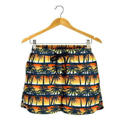 Palm Tree Sunset Design Print Women Shorts-JTAMIGO.COM
