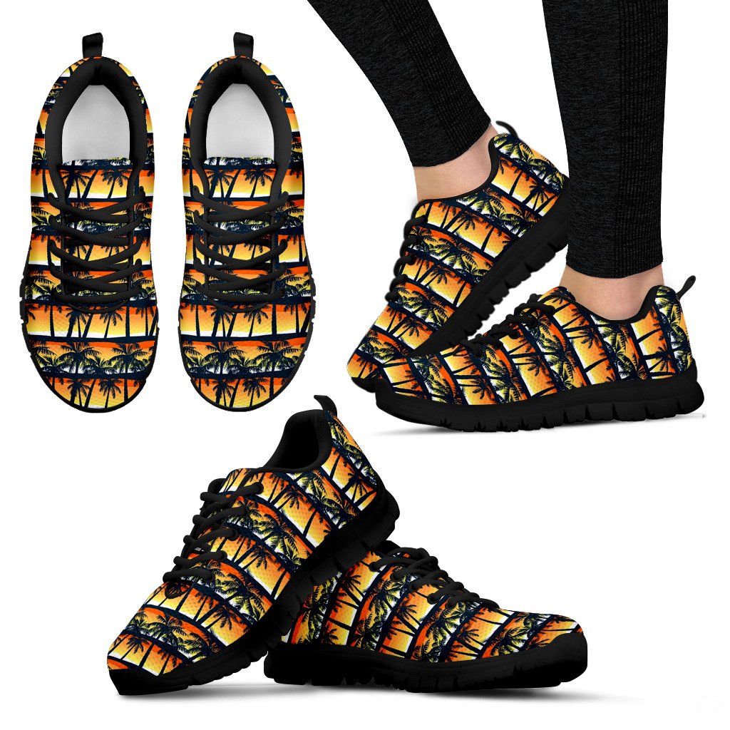 Palm Tree Sunset Design Print Women Sneakers Shoes