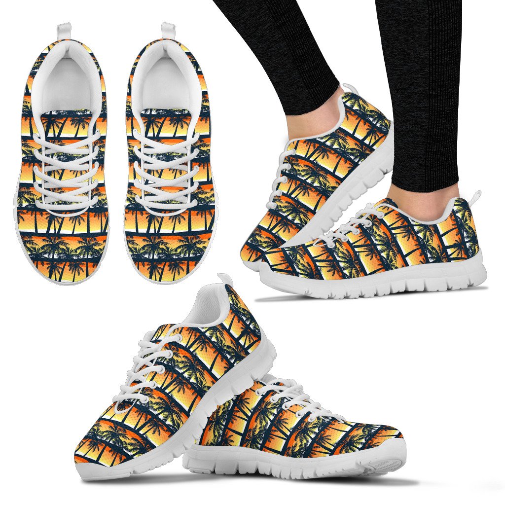 Palm Tree Sunset Design Print Women Sneakers Shoes